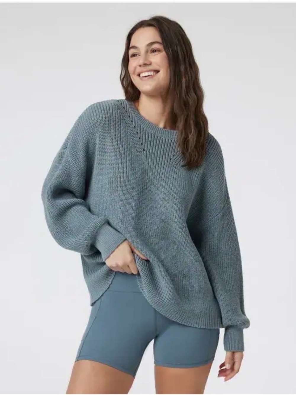 Vuori Alps Crew Neck Wool Blend Sweater in Vintage Pistachio